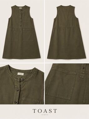 TOAST Sleeveless Utility Shift Dress in Bronze Green